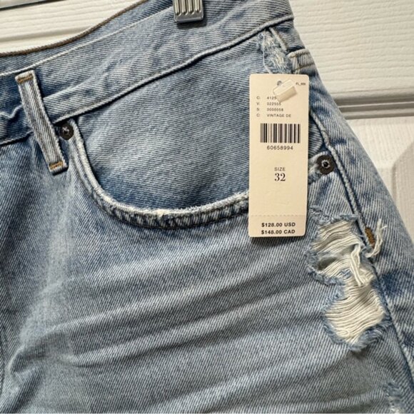 New Agolde Long Parker Denim Shorts in Parade Light Size 32 - Picture 2 of 9